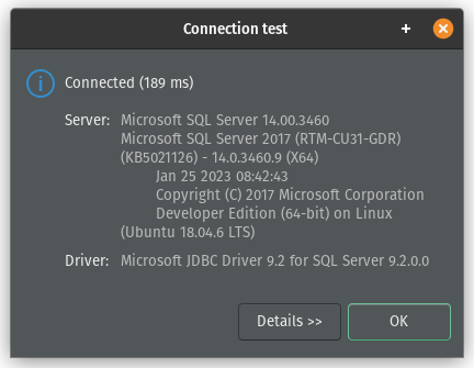 SQL Connection test - success!